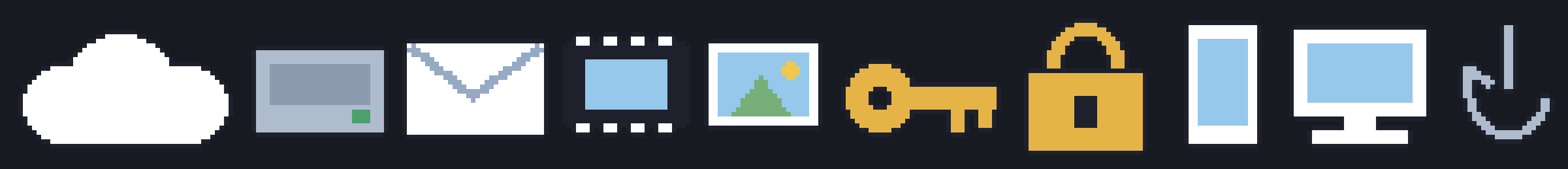 コードで描いたドット絵のアイコン群