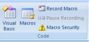 Excelの開発タブ。ここからVBAエディタを開く